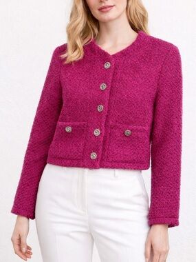 Luxury Tweed Hot Pink Cropped Jacket